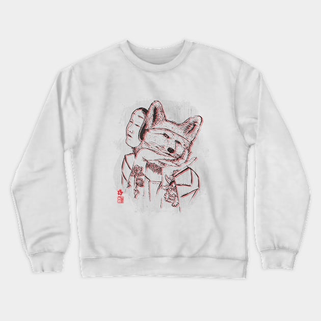 Kitsune Portrait Crewneck Sweatshirt by lunakirsche